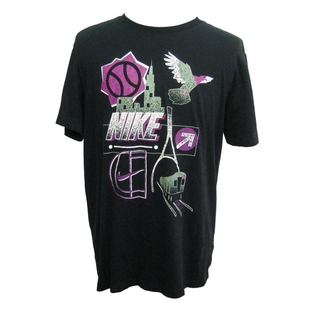Nike Graphic T-Shirt Mens Size XL Black Dri-Fit Short Sleeve Cotton Blend Tee
